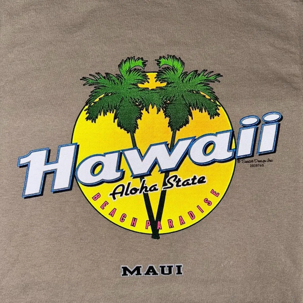 Hawaii Beach Paradise Essential Tan T-shirt Size Large - Picture 2 of 4